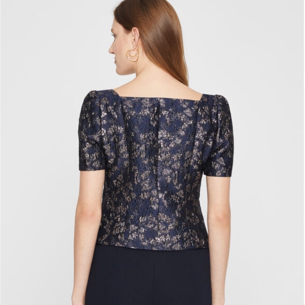 NWOT Brocade Puff Sleeve Blouse - Picture 2 of 6
